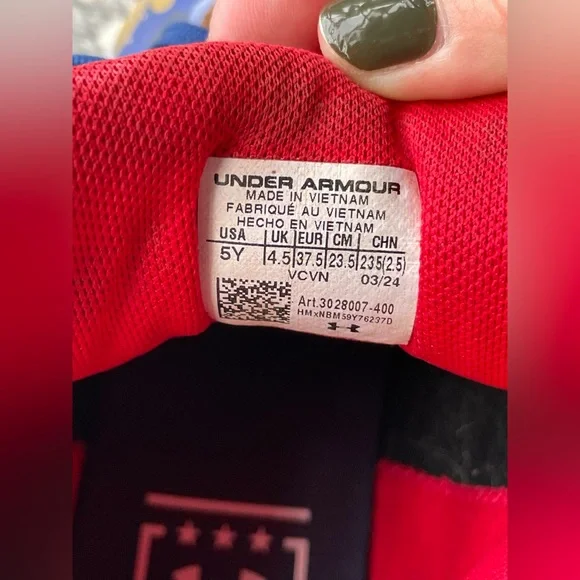 Under Armour Cleats Boys 5 Red White Blue 5Y UA spotlight USA football shoes - Picture 10 of 16